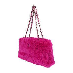 Chanel Chain Rabbit Shoulder Lapin Fur Pink Bag